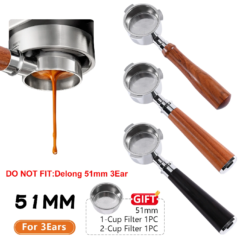 Quality Coffee Equipment - Portafilter sem fundo para café, 51mm,