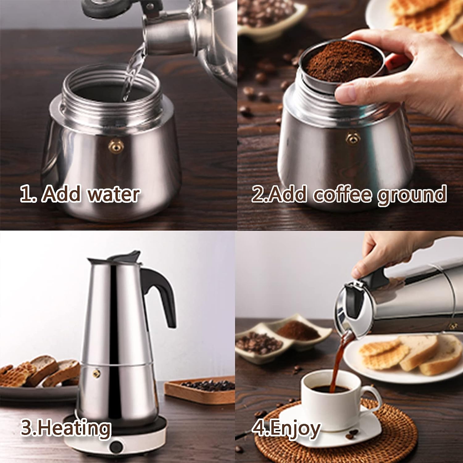 4/6/9 Xícaras Moka Pot Caffe M - Quality Coffee Equipment avaliação e preço
